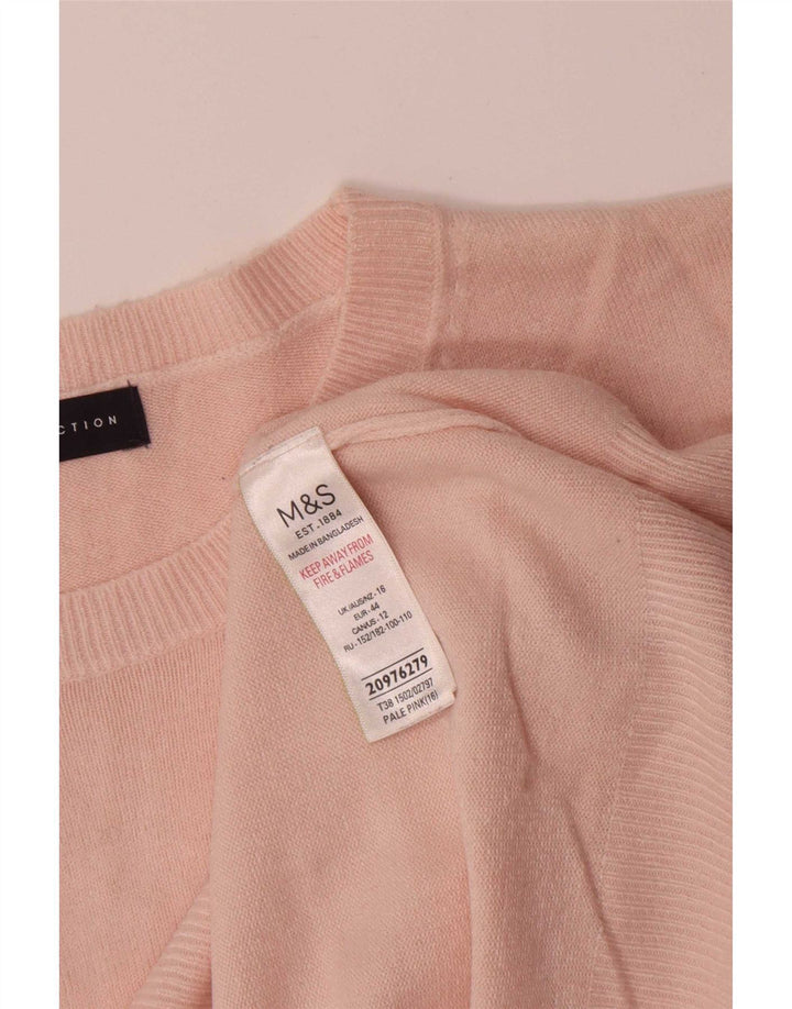 Marks & Spencer Womens Oversized Boat Neck Jumper Sweater UK 16 Large Pink