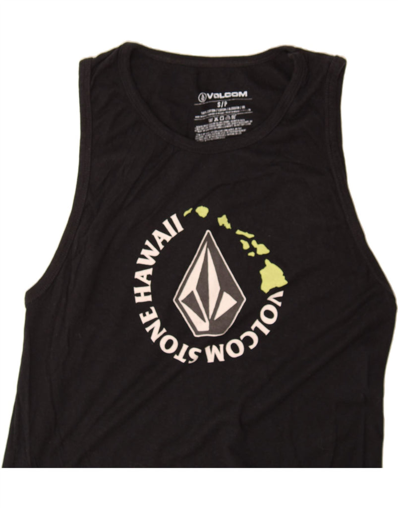 VOLCOM Womens Graphic Vest Top UK 10 Small Black Cotton Vintage Volcom and Second-Hand Volcom from Messina Hembry 