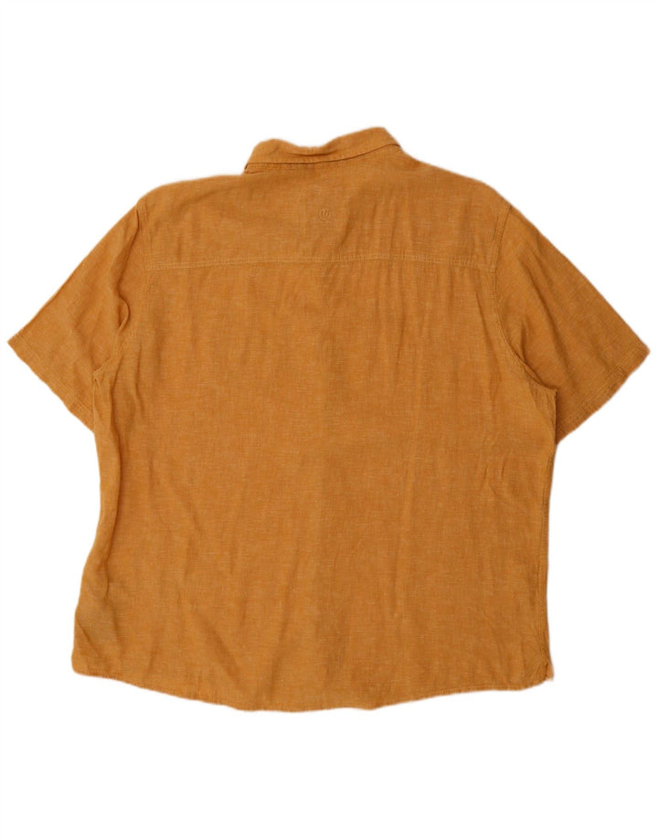 FAT FACE Mens Short Sleeve Shirt 2XL Yellow Linen