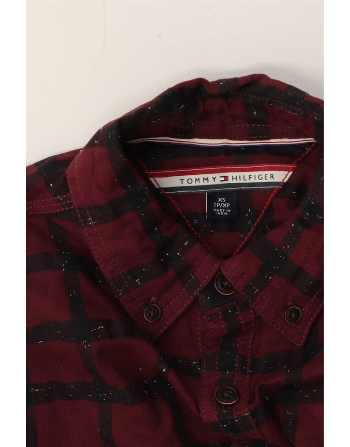 Tommy Hilfiger Mens Flannel Shirt XS Burgundy Check