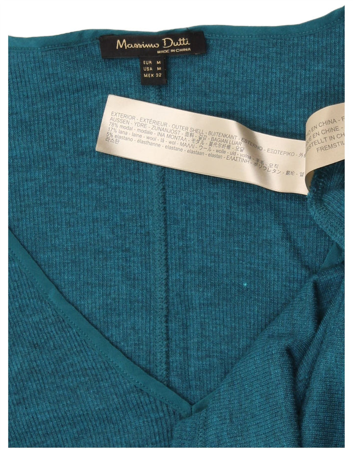 Massimo Dutti Womens Top Long Sleeve UK 12 Medium Blue Modal