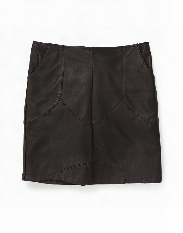 Vintage Womens Leather Skirt Medium W30 Black
