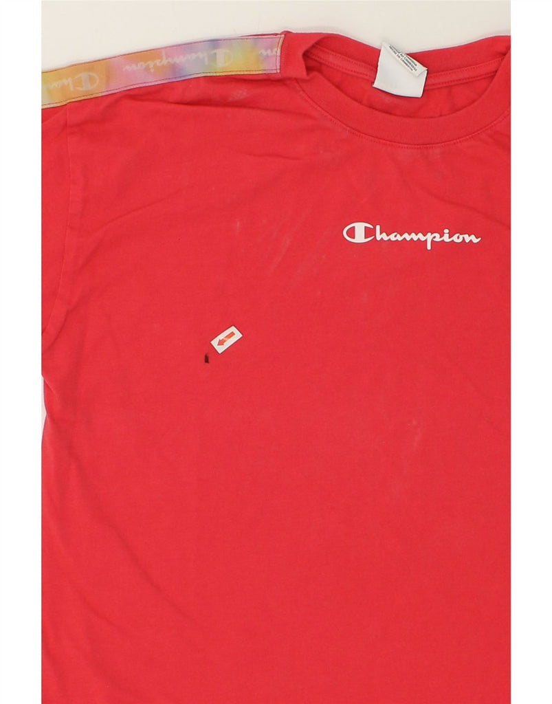 CHAMPION Womens Crop Graphic T-Shirt Top UK 14 Medium Red Cotton | Vintage Champion | Thrift | Second-Hand Champion | Used Clothing | Messina Hembry 