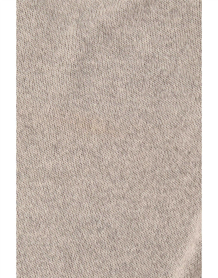 Massimo Dutti Womens V-Neck Jumper Sweater UK 14 Medium Grey Flecked Cotton
