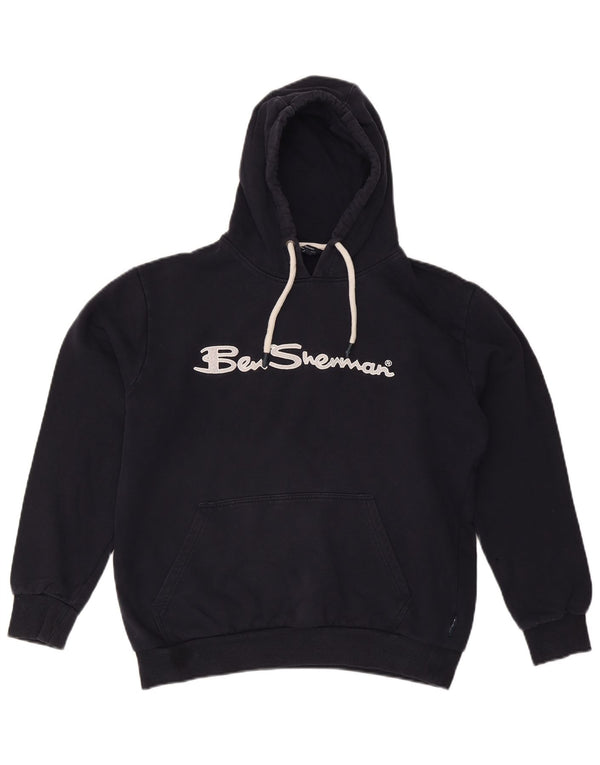 BEN SHERMAN Womens Oversized Graphic Hoodie Jumper UK 16 Large Navy Blue