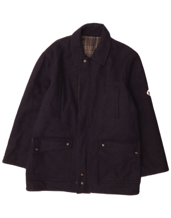 North Pole Mens Reversible Overcoat UK 42 XL Navy Blue Wool