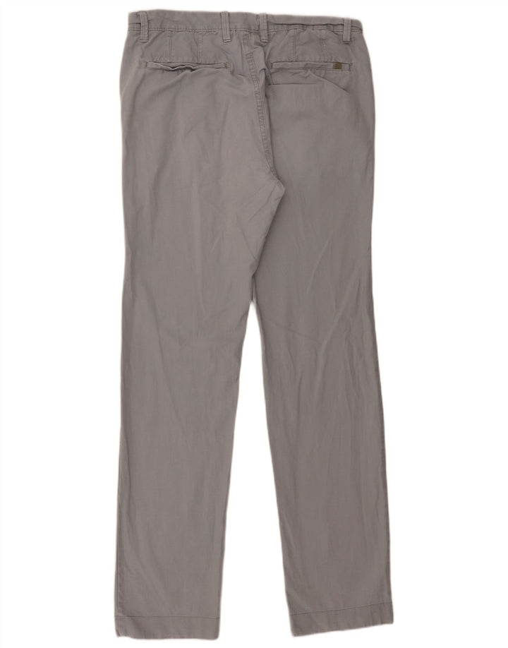 Marks & Spencer Mens Straight Chino Trousers W32 L33 Grey Cotton