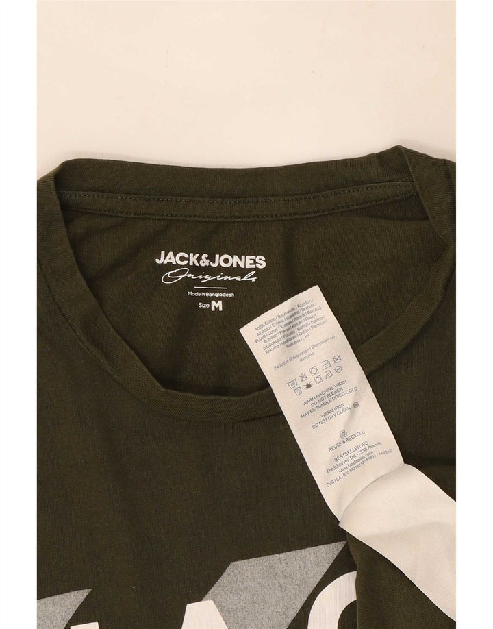 Jack & Jones Mens Graphic T-Shirt Top Medium Khaki Cotton