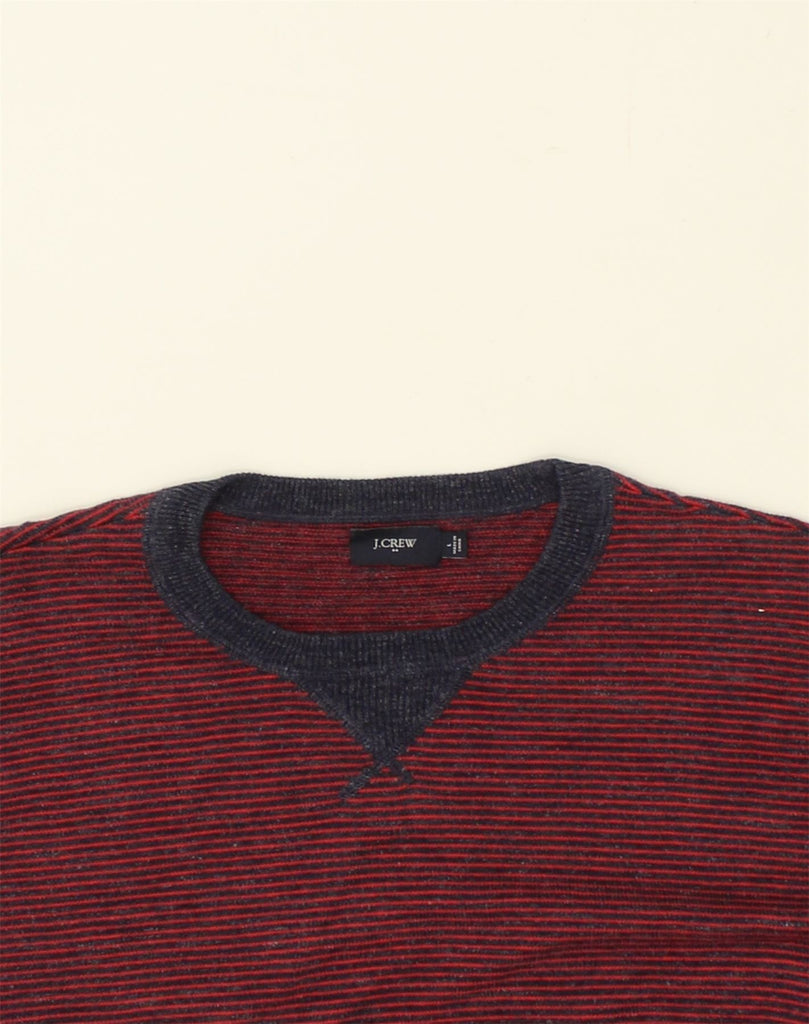 J. CREW Mens Crew Neck Jumper Sweater Large Red Striped Cotton | Vintage J. Crew | Thrift | Second-Hand J. Crew | Used Clothing | Messina Hembry 