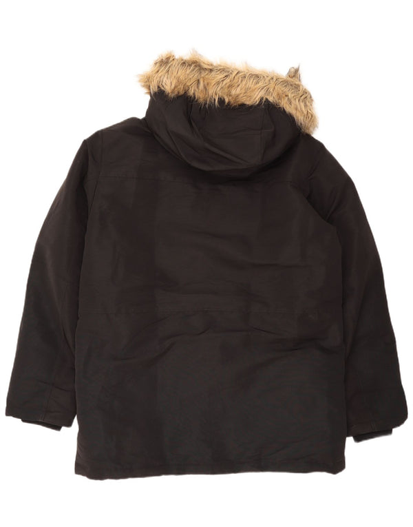 Jack & Jones Mens Hooded Parka Jacket UK 40 Large Black Polyester