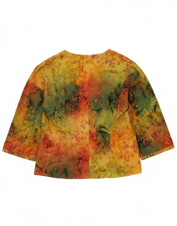 Vintage Womens 3/4 Sleeve Shirt Blouse UK 12 Medium Multicoloured Floral