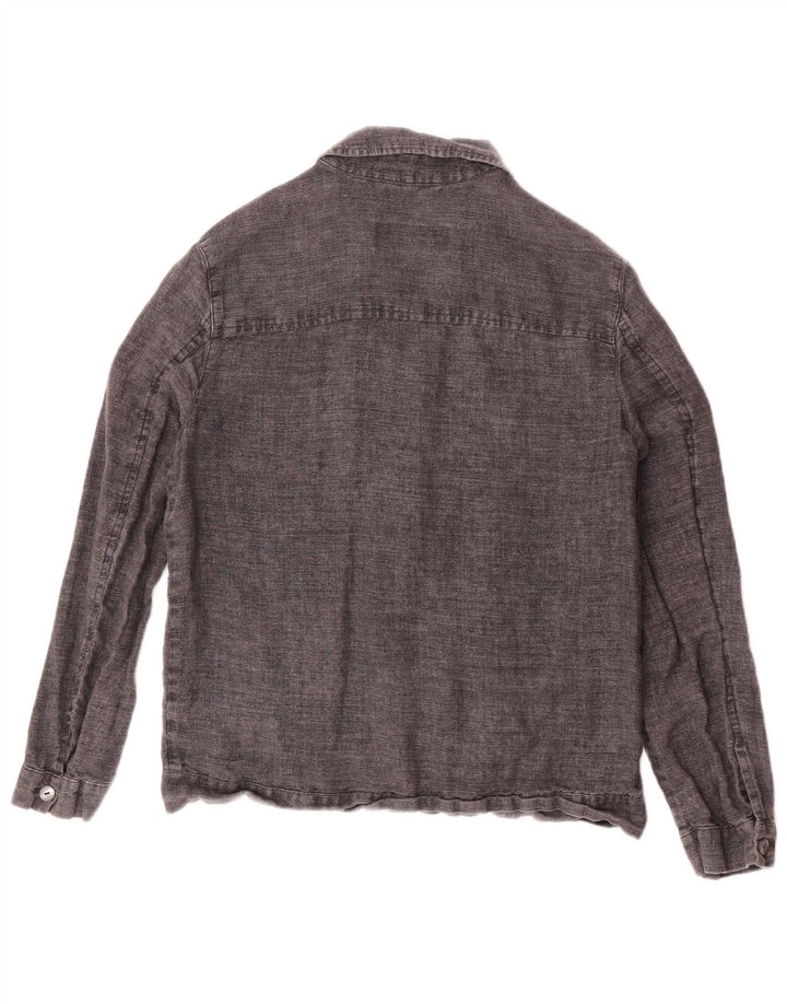 Max Mara Womens Shirt UK 10 Small Grey Linen