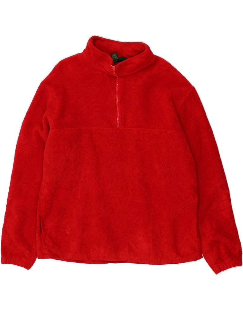 J. CREW Mens Zip Neck Fleece Jumper Medium Red Polyester | Vintage J. Crew | Thrift | Second-Hand J. Crew | Used Clothing | Messina Hembry 
