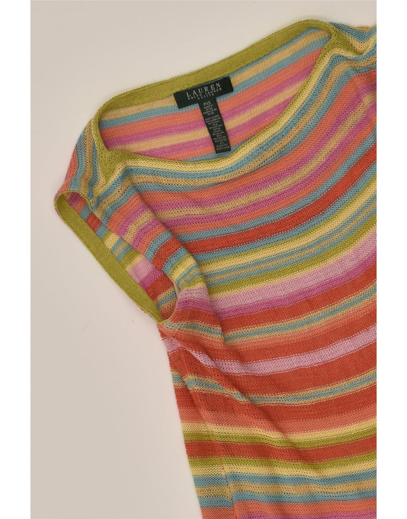 RALPH LAUREN Womens Sleeveless Jumper Dress UK 4 XS Multicoloured Striped | Vintage Ralph Lauren | Thrift | Second-Hand Ralph Lauren | Used Clothing | Messina Hembry 