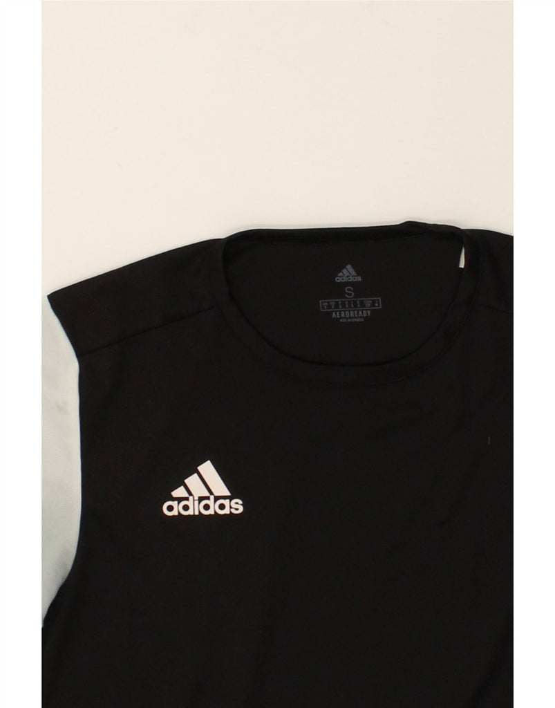 ADIDAS Mens Aeroready T-Shirt Top Small Black Colourblock Polyester | Vintage Adidas | Thrift | Second-Hand Adidas | Used Clothing | Messina Hembry 