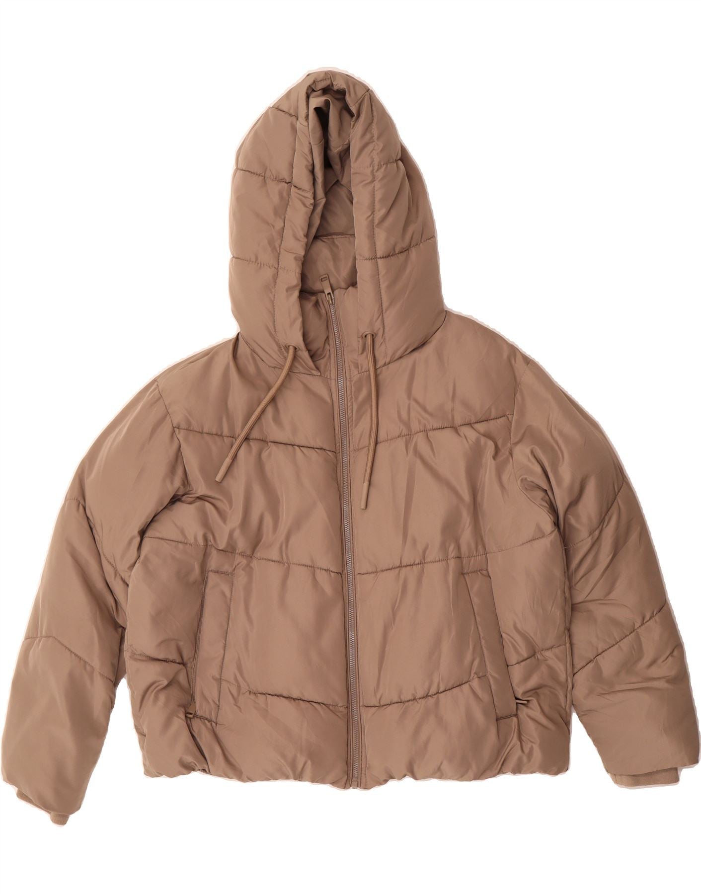 Doudoune oversize à capuche pour femme ZARA, taille UK 14, beige