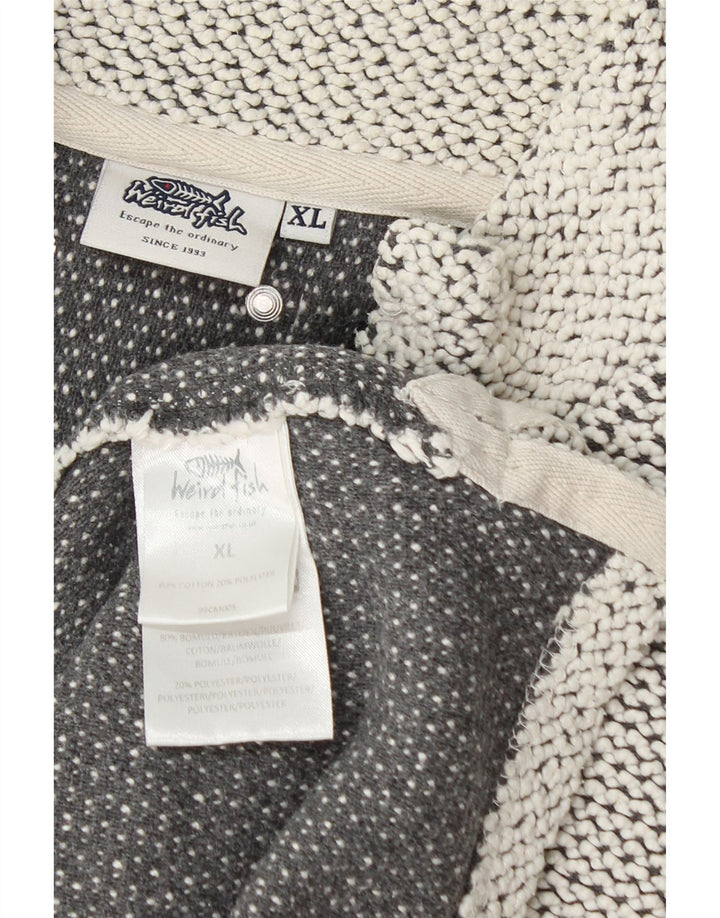 Weird Fish Mens Zip Neck Jumper Sweater XL Grey Cotton