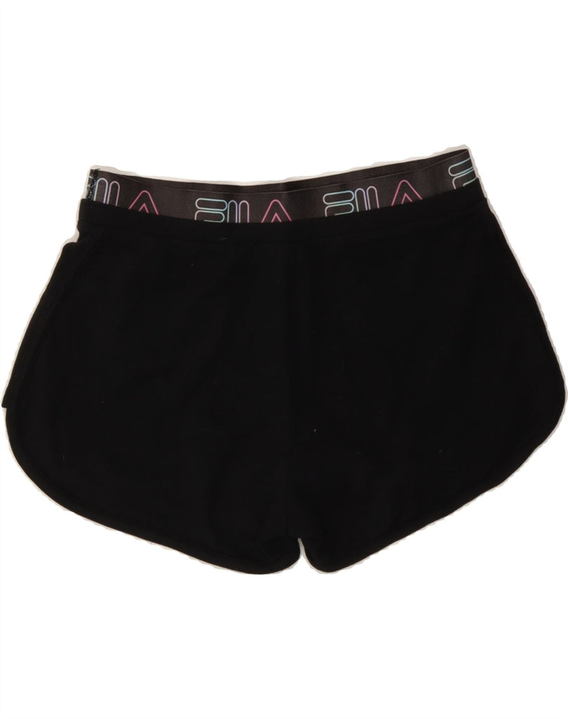 FILA Womens Graphic Sport Shorts UK 10 Small  Black Vintage Fila and Second-Hand Fila from Messina Hembry 