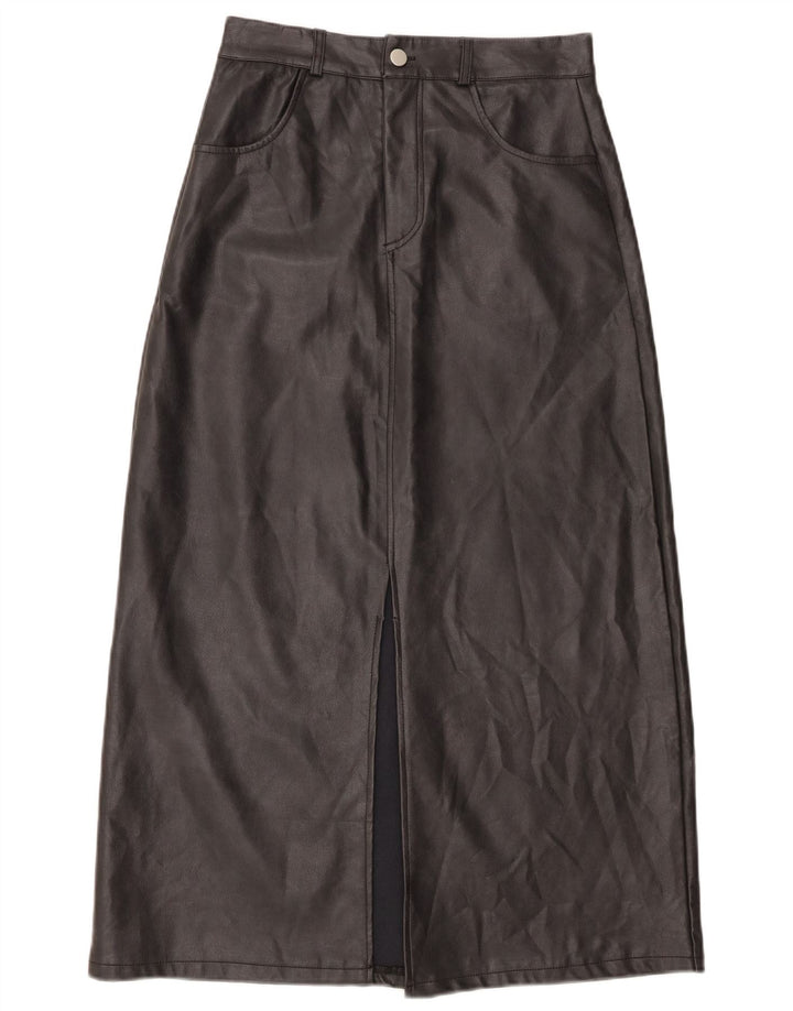 Vintage Womens Faux Fur Skirt Small W26  Black Polyurethane