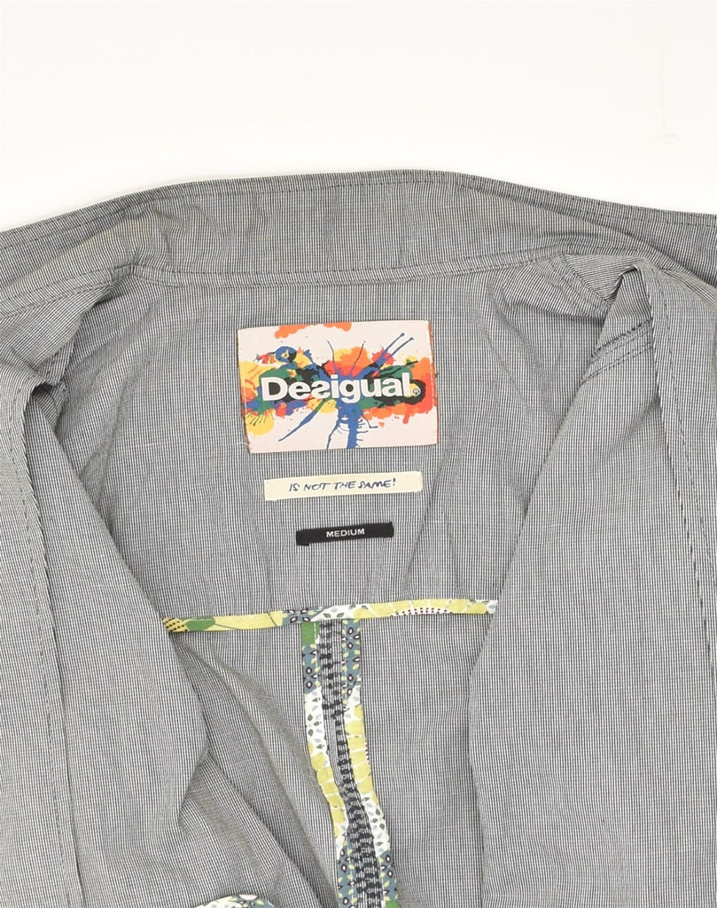 DESIGUAL Womens Bomber Jacket UK 12 Medium Grey Geometric Cotton | Vintage Desigual | Thrift | Second-Hand Desigual | Used Clothing | Messina Hembry 