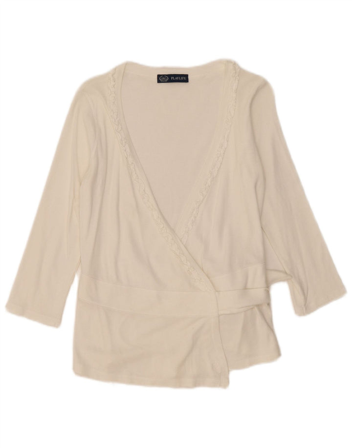 Playlife Womens 3/4 Sleeve Blouse Top UK 8 Small White