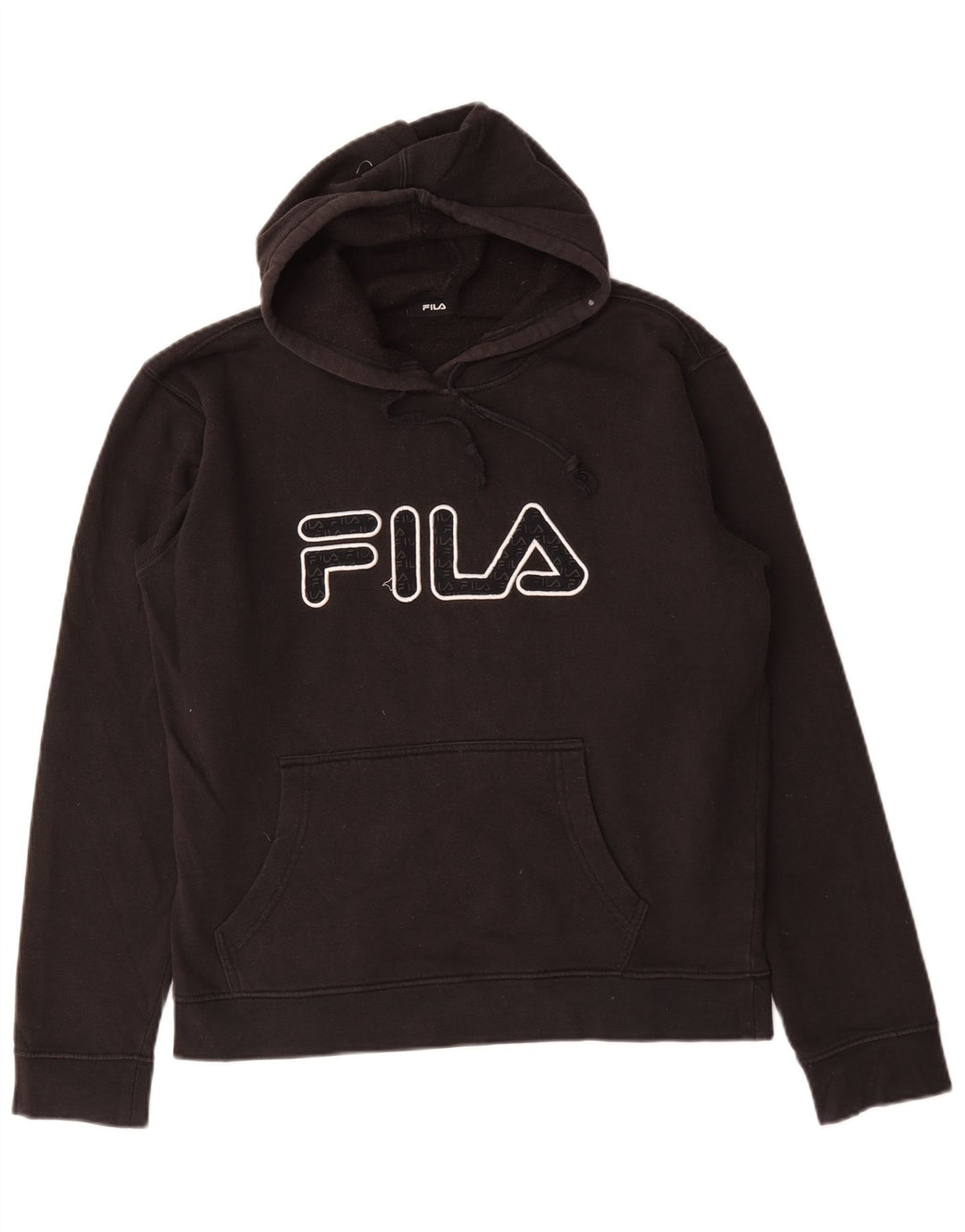 Fila Mens Graphic Hoodie Jumper Medium Black Cotton