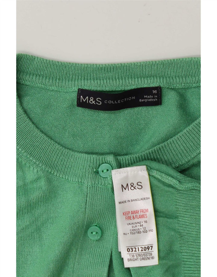 Marks & Spencer Womens Cardigan Sweater UK 16 Large Green Viscose