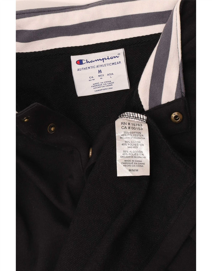 Champion Mens Top Long Sleeve Medium Black Cotton