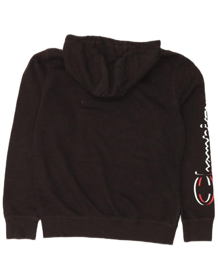 CHAMPION Mens Graphic Hoodie Jumper Medium Black Cotton