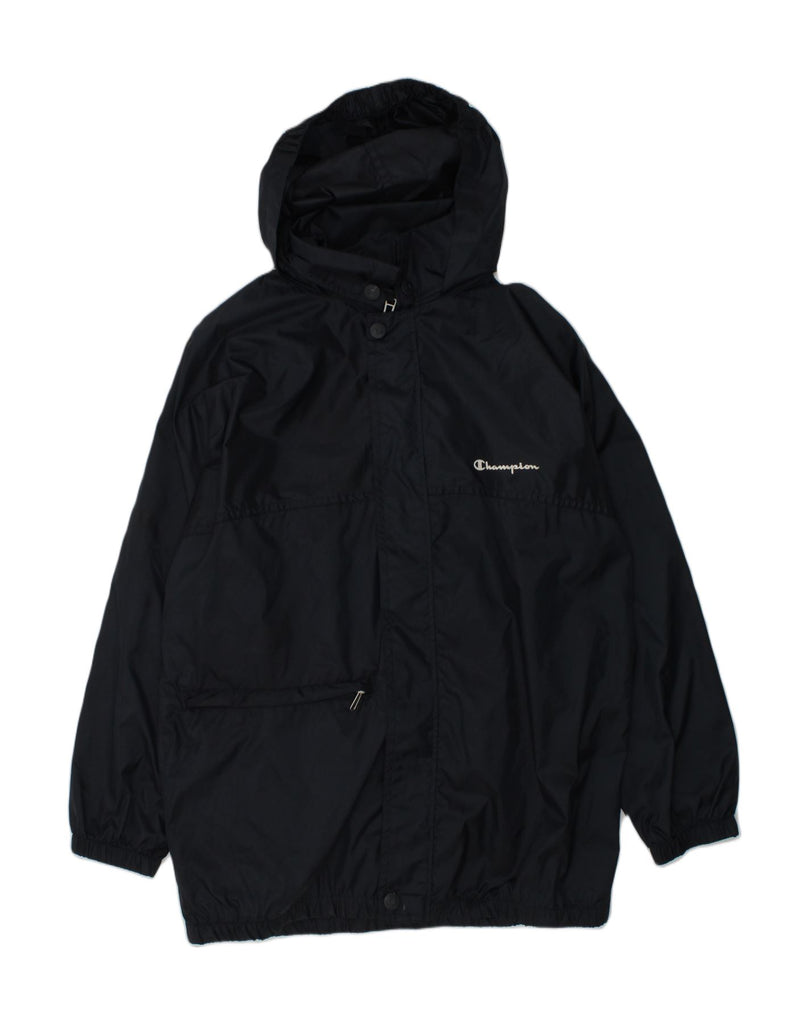 CHAMPION Boys Hooded Rain Jacket 9-10 Years Medium Navy Blue Polyamide | Vintage Champion | Thrift | Second-Hand Champion | Used Clothing | Messina Hembry 