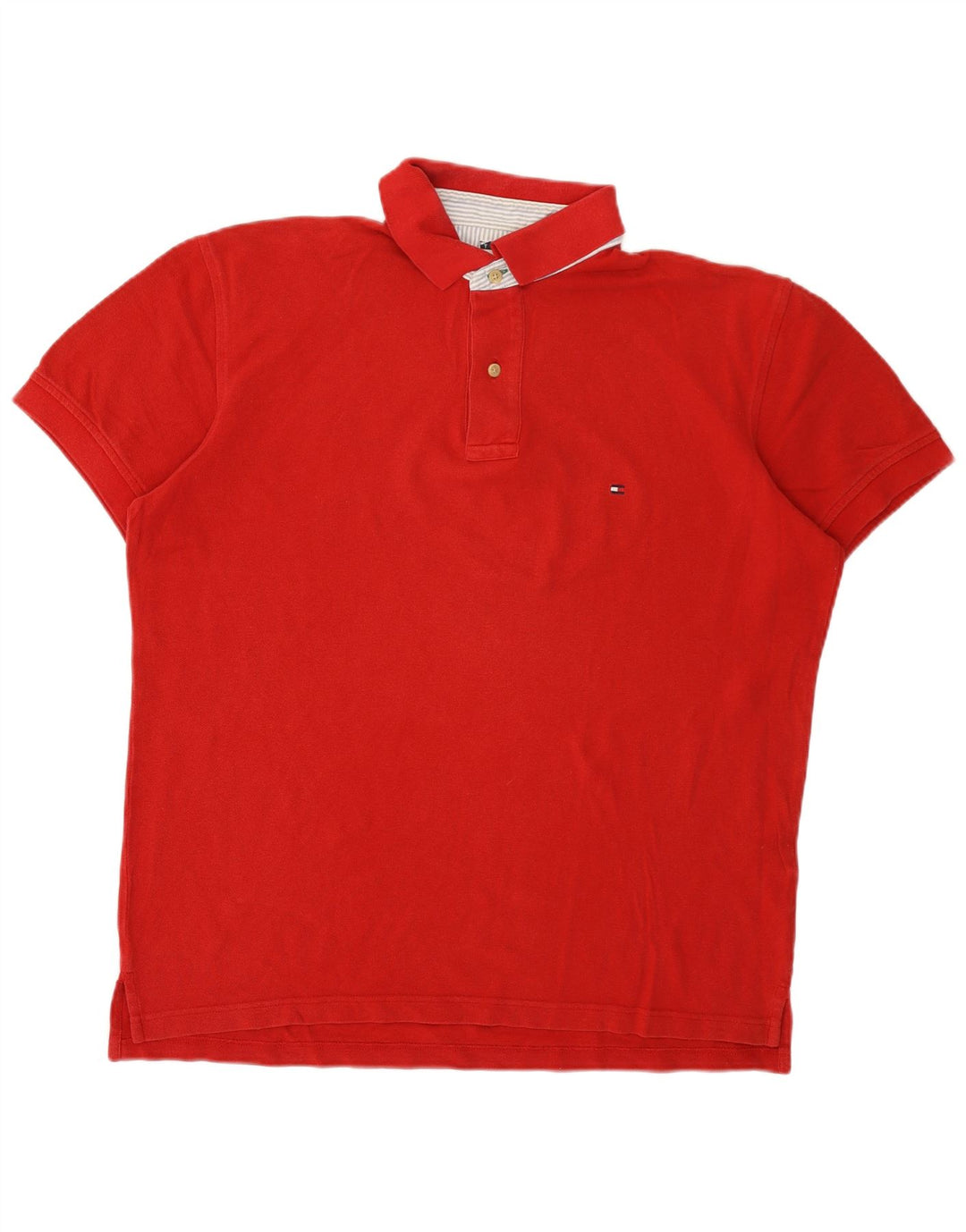 Tommy Hilfiger Mens Polo Shirt Large Red Cotton