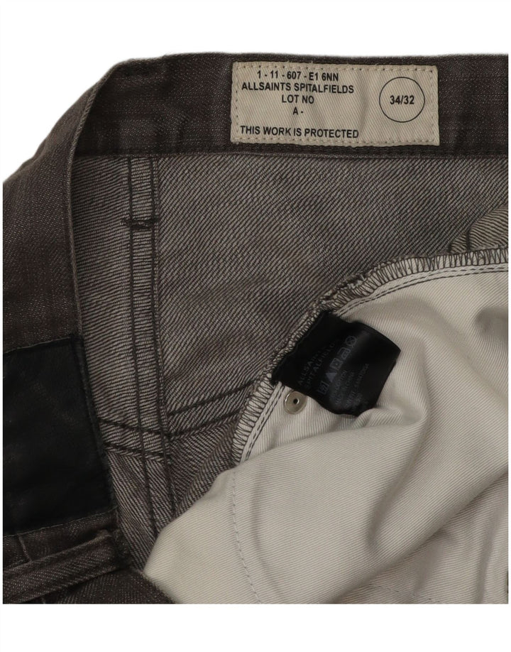 All Saints Mens Straight Jeans W34 L26 Grey Cotton