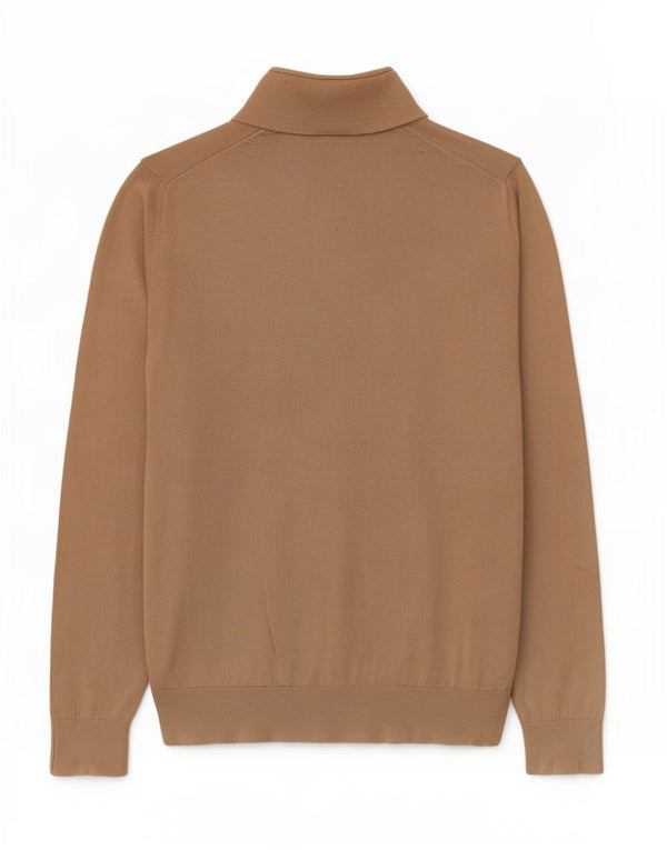 Reiss Mens Zip Neck Jumper Sweater Large Brown Wool