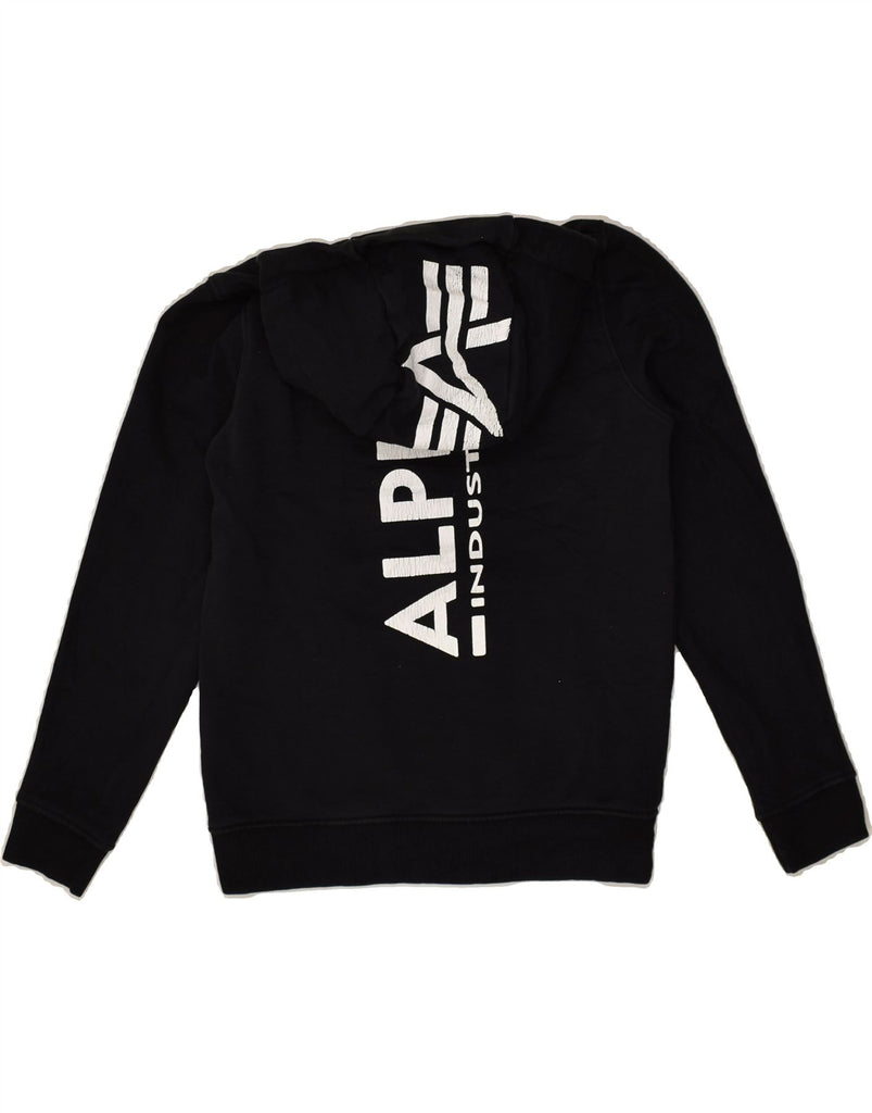 ALPHA INDUSTRIES Girls Graphic Hoodie Jumper 11-12 Years Black Cotton | Vintage Alpha Industries | Thrift | Second-Hand Alpha Industries | Used Clothing | Messina Hembry 