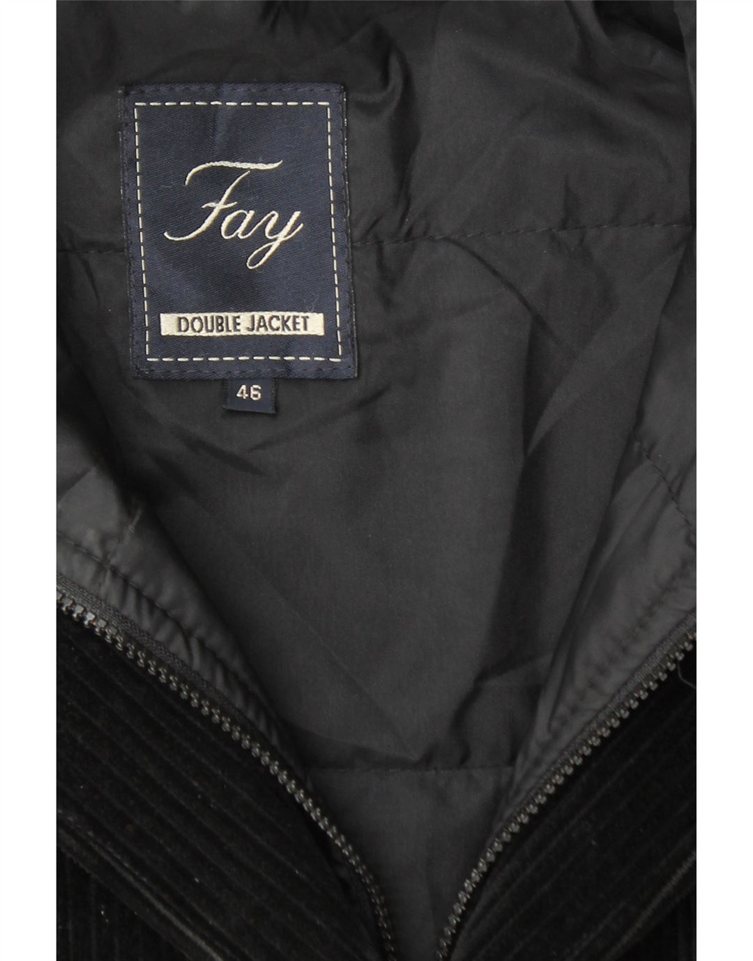 FAY Womens 3 Button Corduroy Blazer Jacket IT 46 Large Black