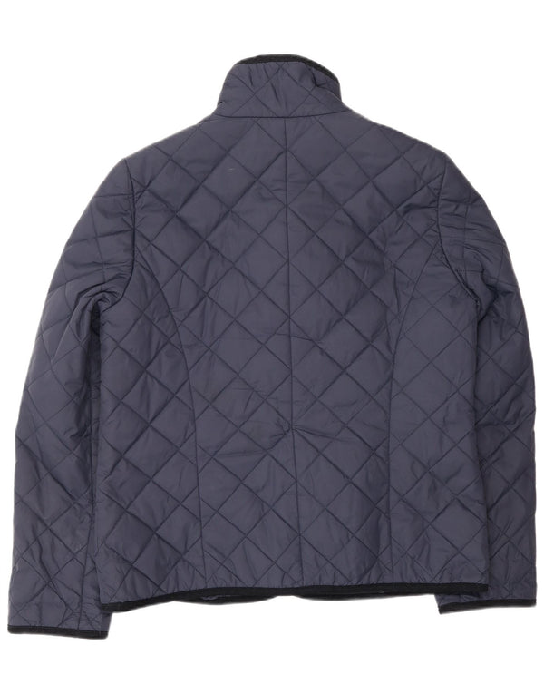 Jaeger Womens Quilted Jacket UK 14 Medium Navy Blue Polyester