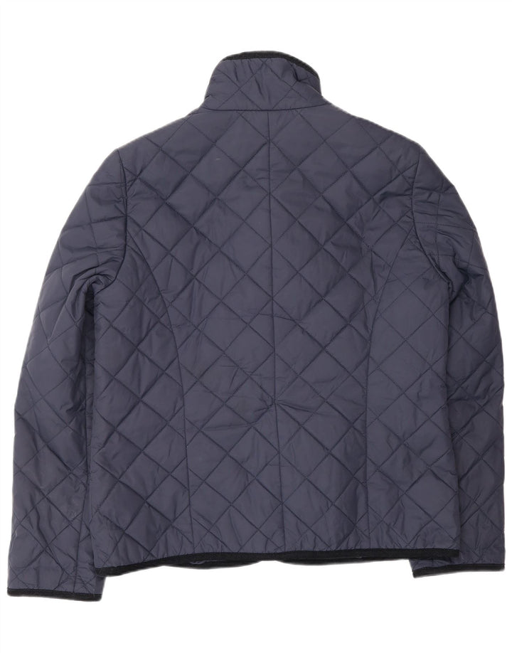 Jaeger Womens Quilted Jacket UK 14 Medium Navy Blue Polyester