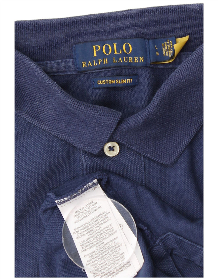 POLO RALPH LAUREN Mens Custom Slim Fit Polo Shirt Large Navy Blue