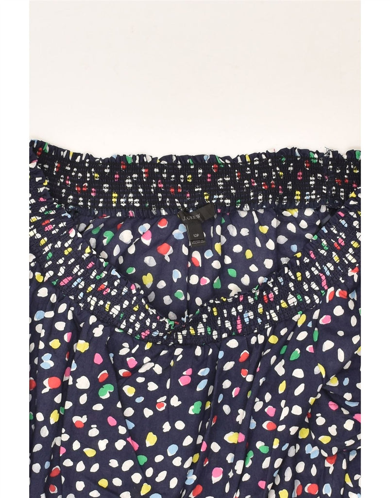 J. CREW Womens Petite Blouse Top US 12 Large Navy Blue Spotted Cotton | Vintage J. Crew | Thrift | Second-Hand J. Crew | Used Clothing | Messina Hembry 