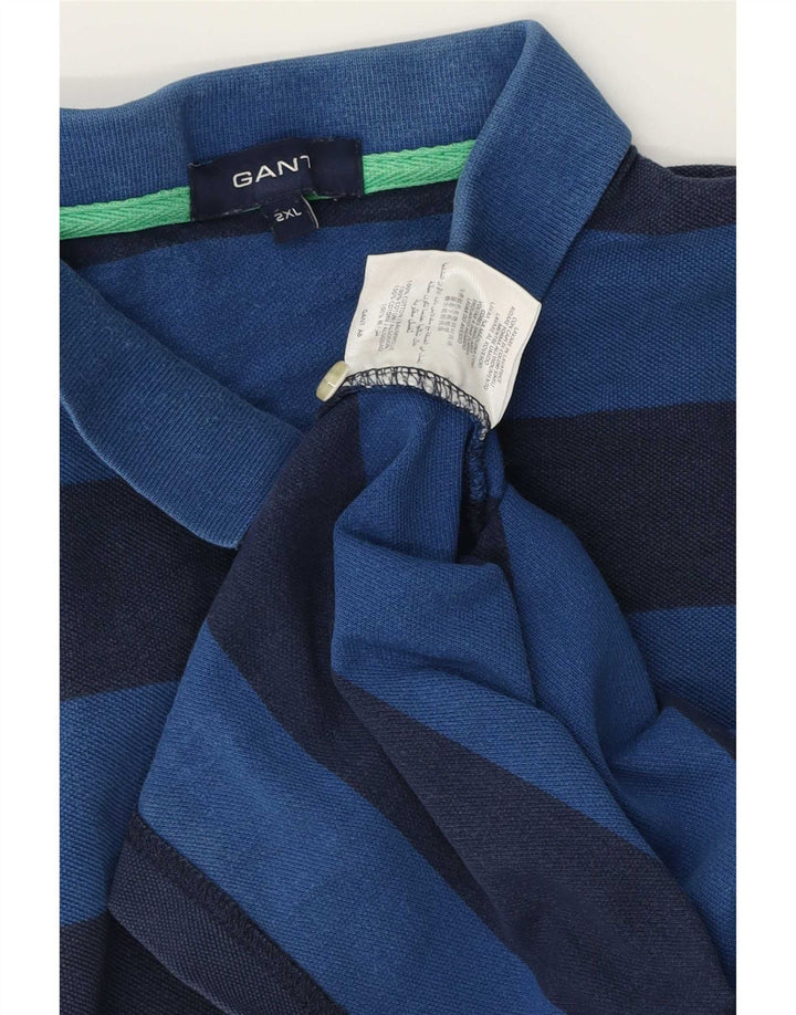Gap Mens Polo Shirt 2XL Navy Blue Striped Cotton