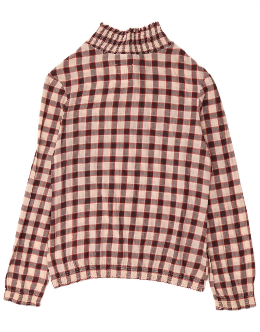 Woolrich Womens Long Sleeve Blouse Top UK 14 Medium Burgundy Gingham Cotton