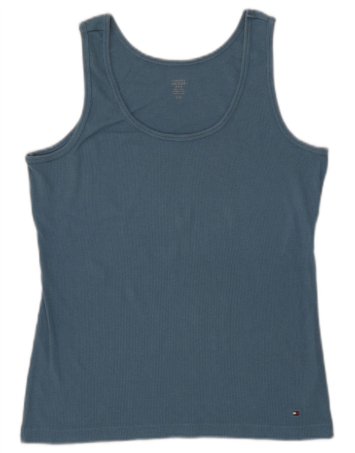 Tommy Hilfiger Womens Vest Top UK 14 Large Blue Cotton
