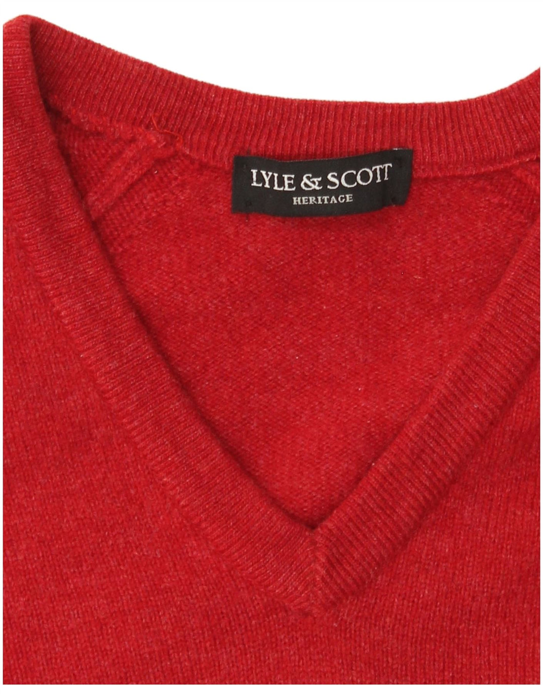 Lyle & Scott Mens Heritage V-Neck Jumper Sweater Large Red