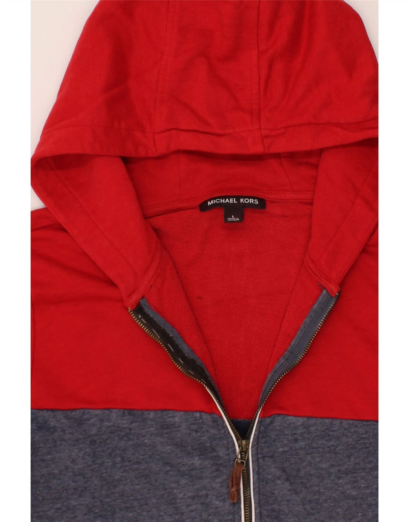 MICHAEL KORS Mens Zip Hoodie Sweater Large Navy Blue Colourblock Polyester Vintage Michael Kors and Second-Hand Michael Kors from Messina Hembry 
