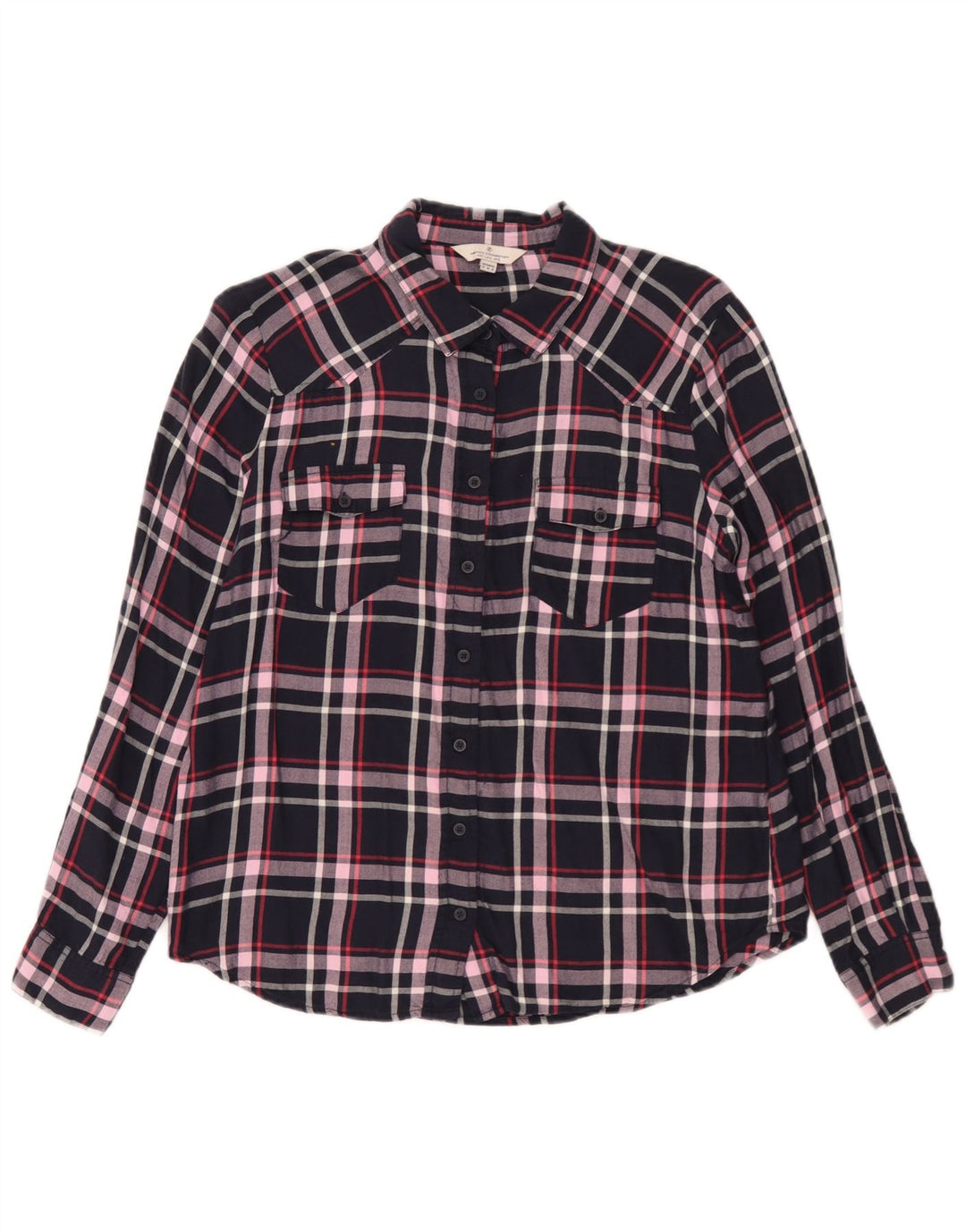 French Connection Womens Shirt UK 12 Medium Navy Blue Check Viscose