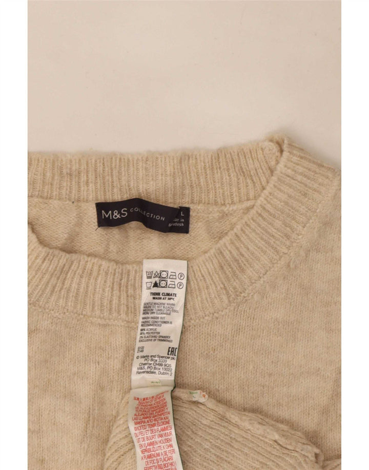 Marks & Spencer Womens Vest Tank Top UK 16 Large Beige Acrylic