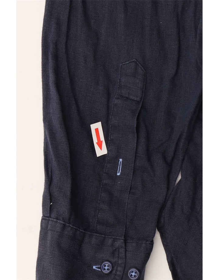 Tommy Hilfiger Mens Shirt Medium Navy Blue Linen