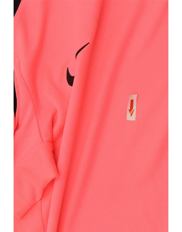 Nike Mens Dri Fit T-Shirt Top Large Pink Colourblock Polyester