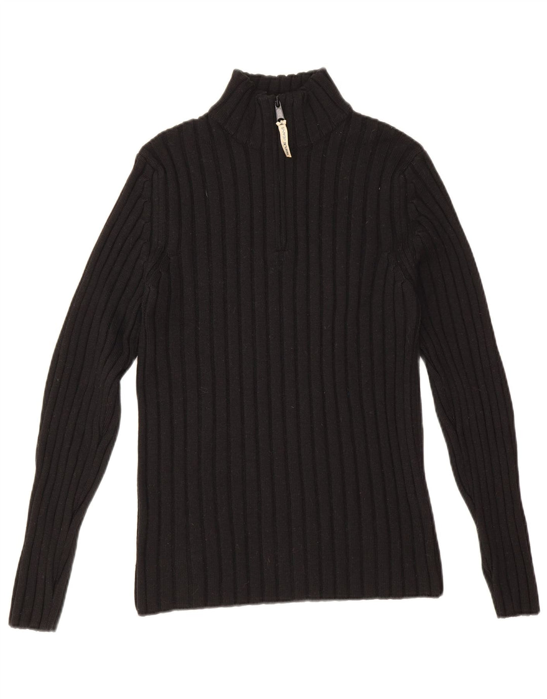 Rifle Mens Zip Neck Jumper Sweater Medium Black Wool