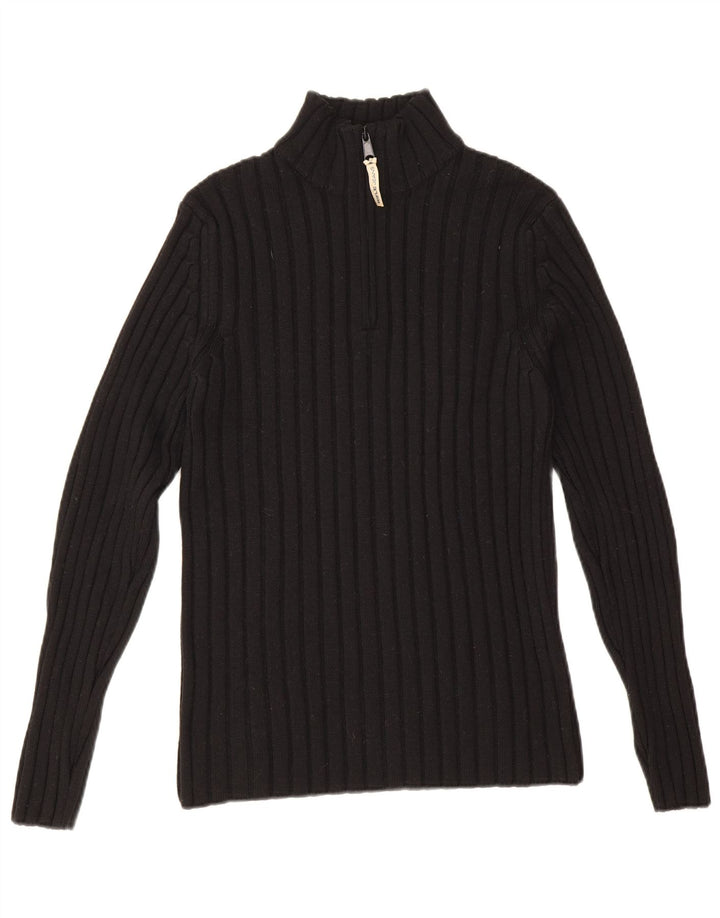 Rifle Mens Zip Neck Jumper Sweater Medium Black Wool